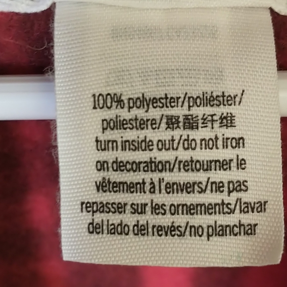 RARE PINK Victoria's Secret Faux Polar Fleece Red & Black Plaid Half-Zip Hoodie - Picture 7 of 8